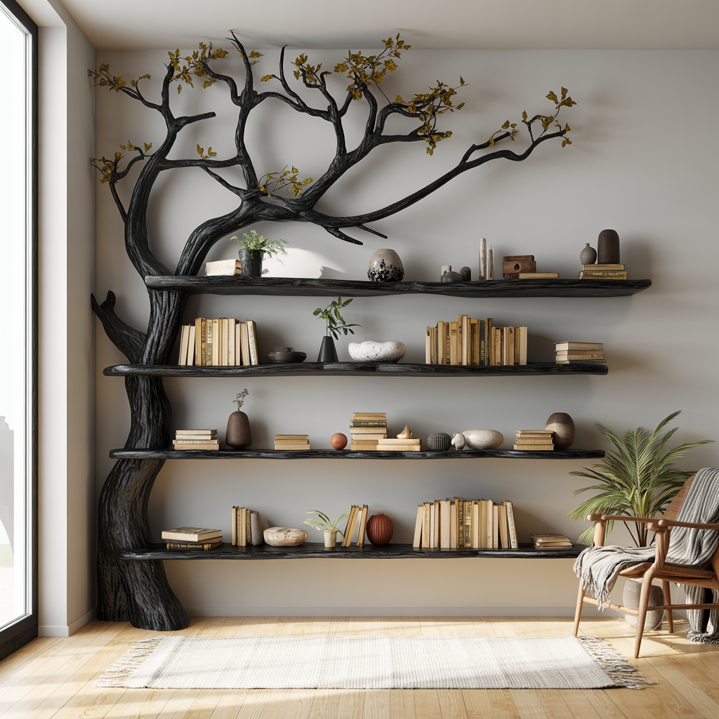 wall mounted tree bookshelf 4