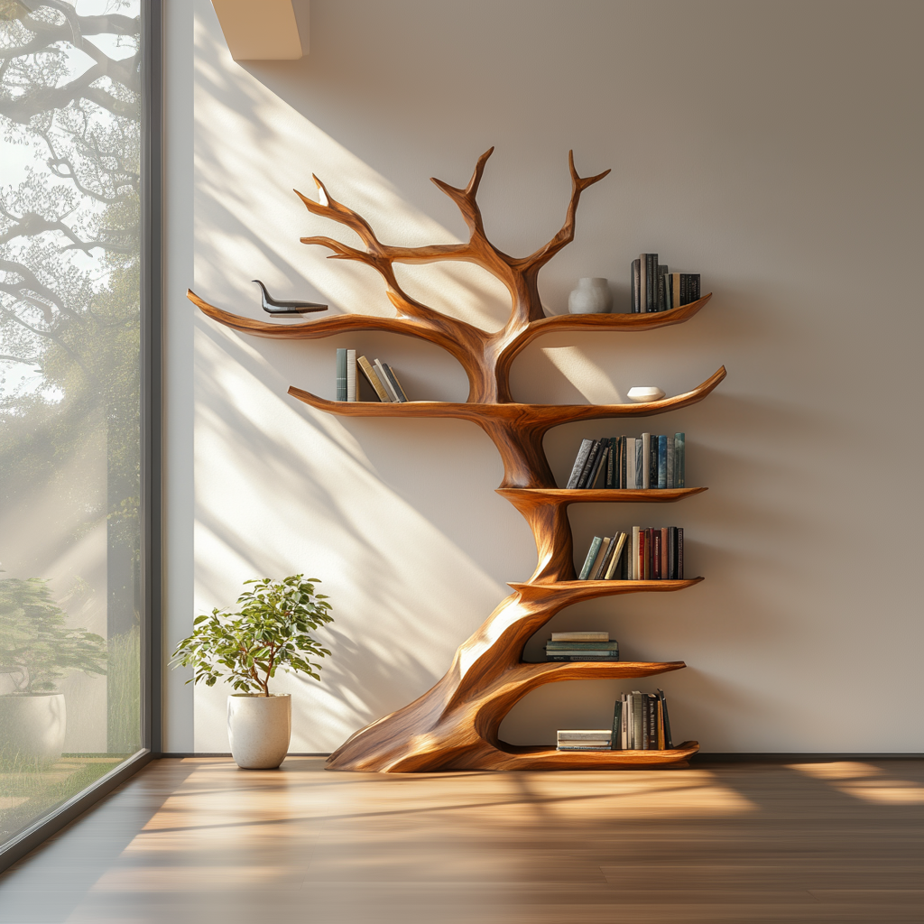 wooden tree bookshelf 4